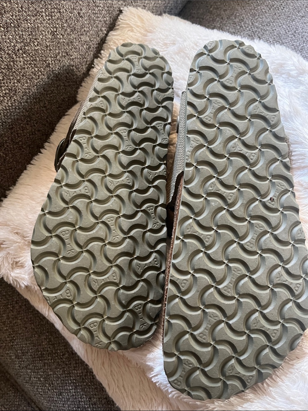 Vegan Birkenstock Tan Canvas Thong Sandals Big Buckle Rivet Logo Khaki 9 40 - Picture 7 of 8